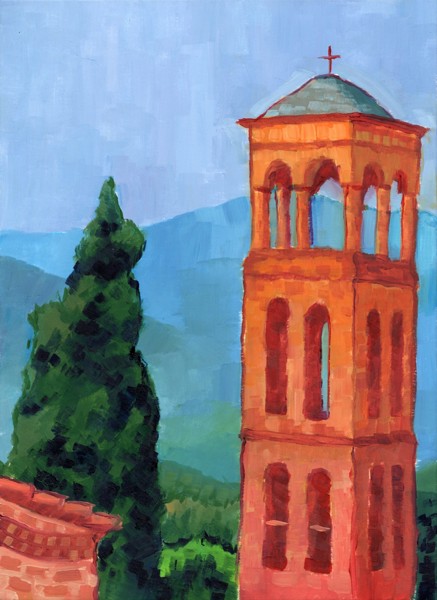 A church tower in Greece